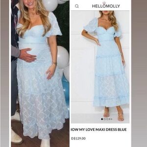 Hello Molly Light Blue Lace Maxi Dress